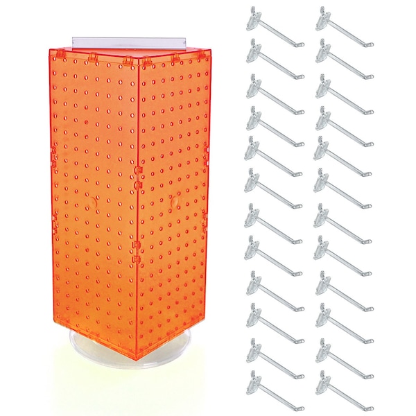 Four-Sided Revolving 8''W x 20''H Pegboard Counter Display w/24 4'' Hooks